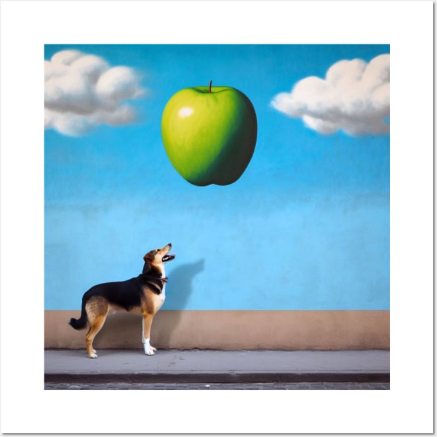 Dog barking at apple Wall Art by Donkeh23